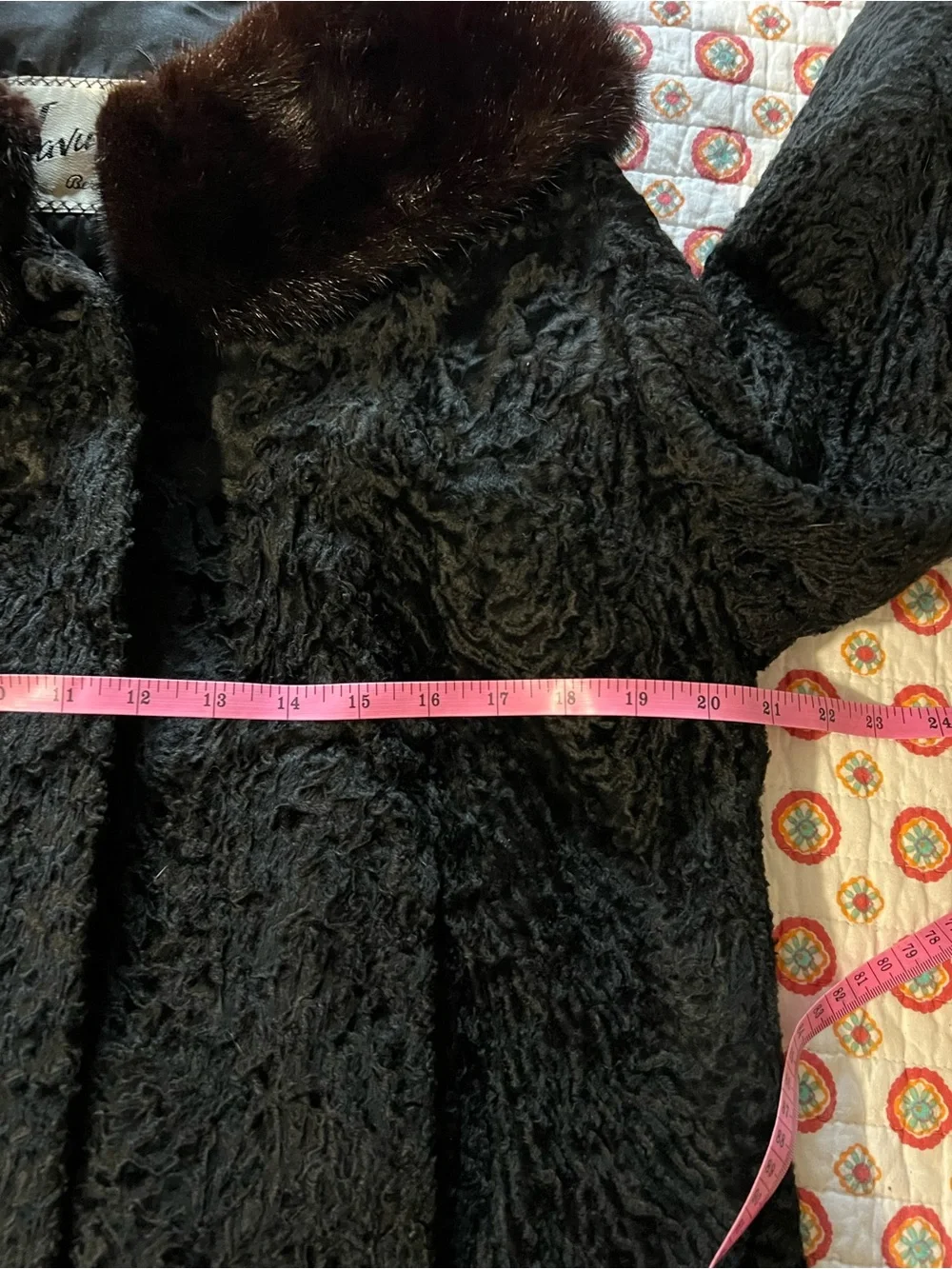 Vintage 50s Persian Real Lamb Mink Fur Collar Bolero Jacket size Medium